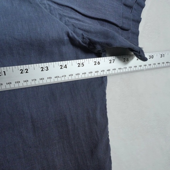 The Men's Store at Bloomingdale's DipDye Short Sleeve Linen Shirt XXL Blue Ombre - Picture 6 of 6